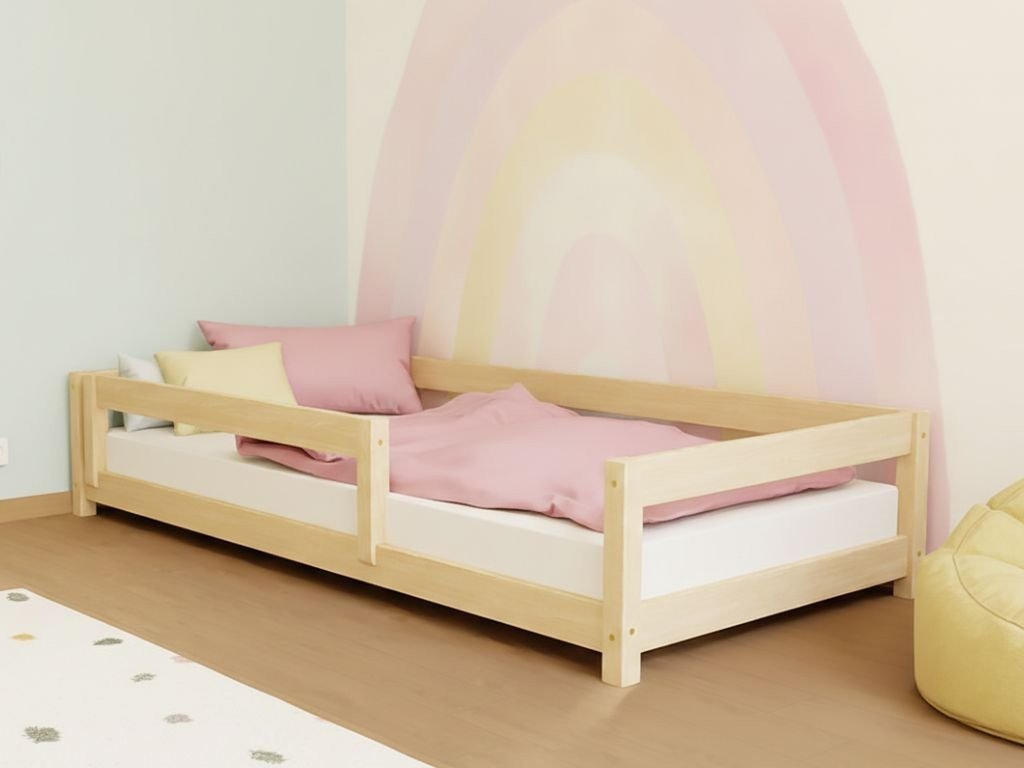 LUCKY Montessori Floor Bed - Open Entrance - 80/90 cm - Solid Spruce - Tiny Tugz™
