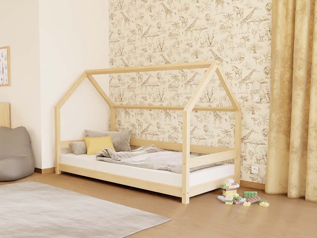 LUCKY Montessori House Bed - Side Roof & Safety Rail - 80 cm - Solid Spruce - Tiny Tugz™