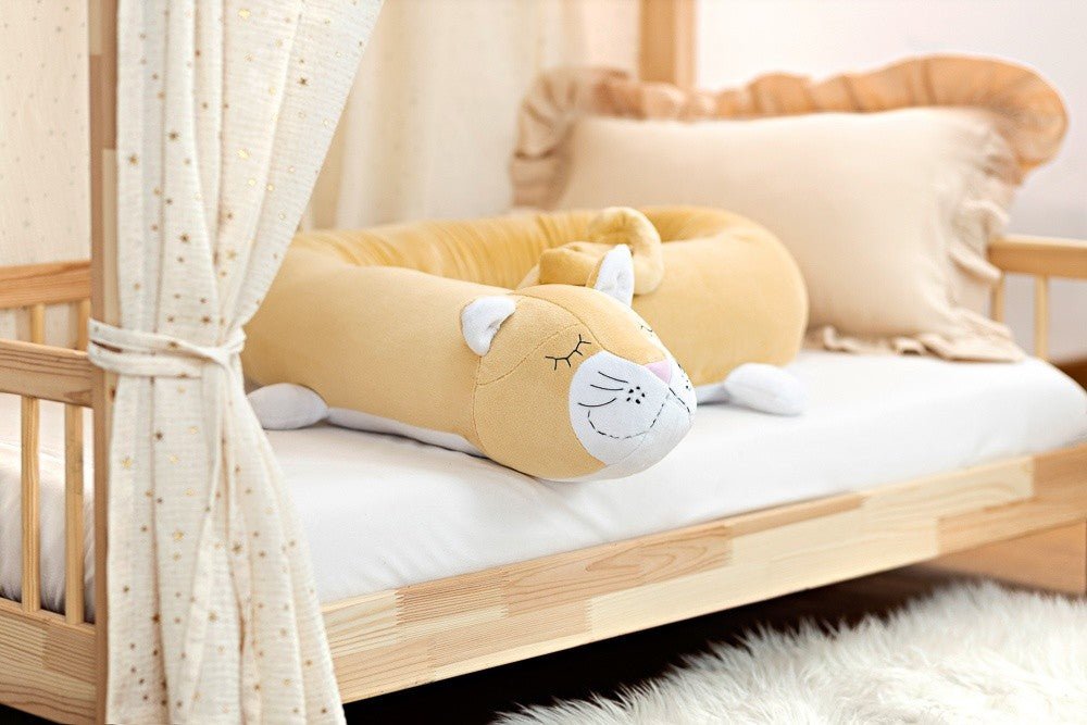 Lulu Cat Cuddle Pillow & Bed Wall Bumper - Minky, 200 cm - Tiny Tugz™