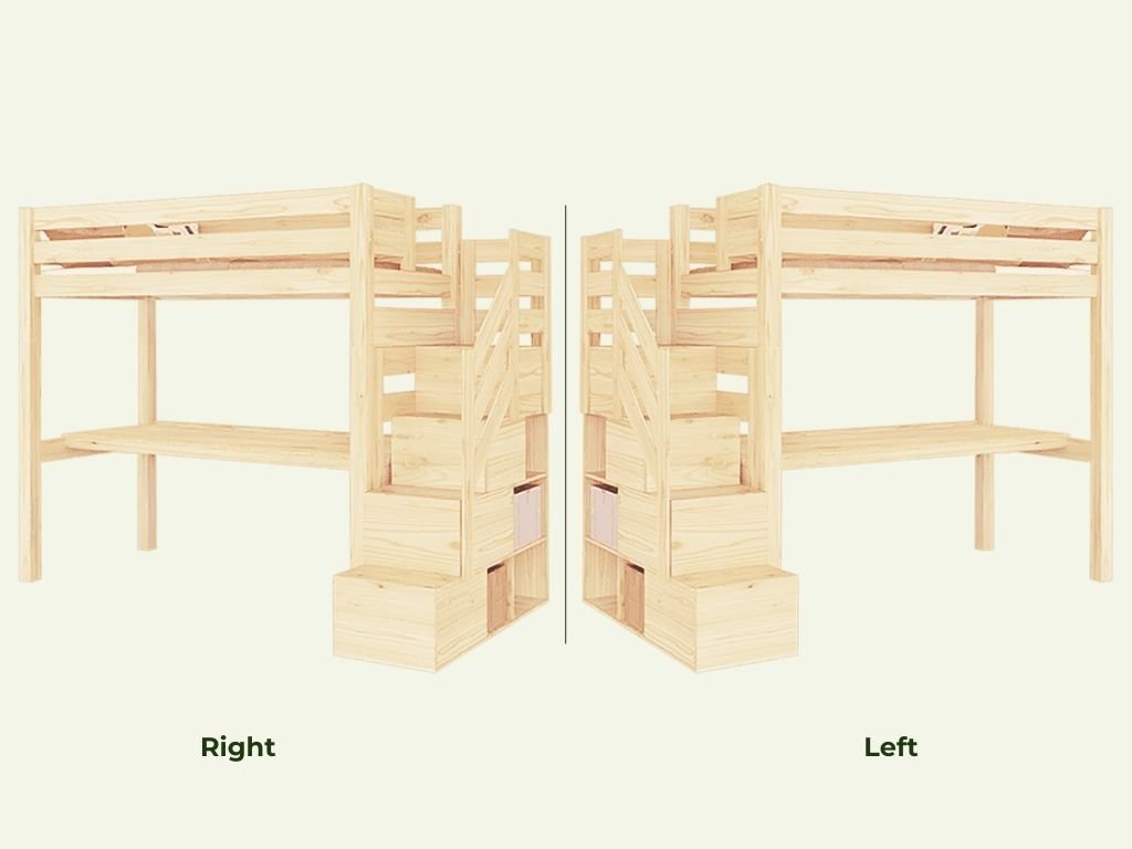 MAKALU Loft Bed 90x200 with Storage Stairs & Desk - Solid Pine - Tiny Tugz™