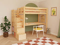 MAKALU Wooden Loft Bed with Storage Stairs and Desk – 90 × 200 cm