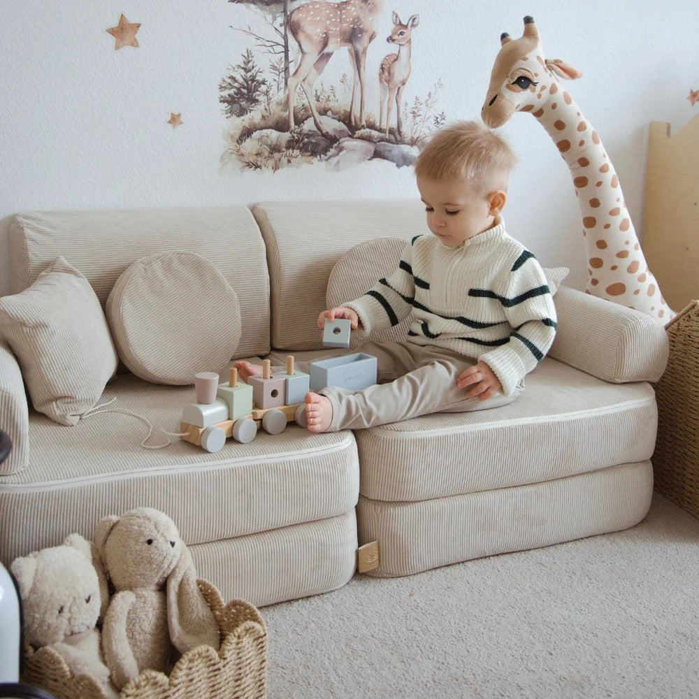 MeowBaby Medium Modular Sofa for Kids - Slimcord Taupe, photo 6