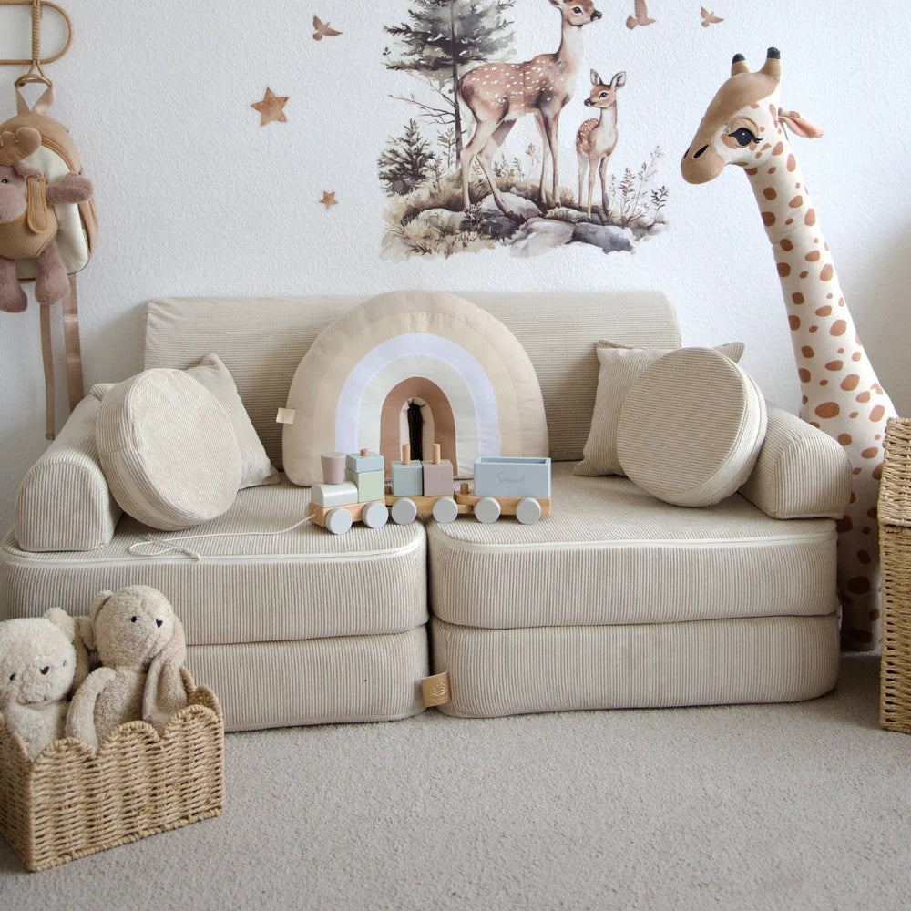 MeowBaby Medium Modular Sofa for Kids - Slimcord Taupe, photo 3