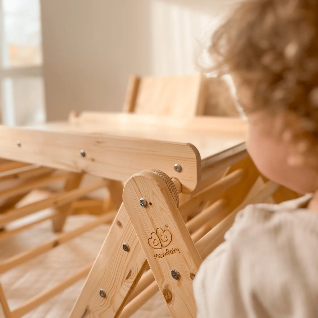 Modular Wooden Climbing Triangle Set for Kids — 3-in-1 Montessori Play Structure (White)