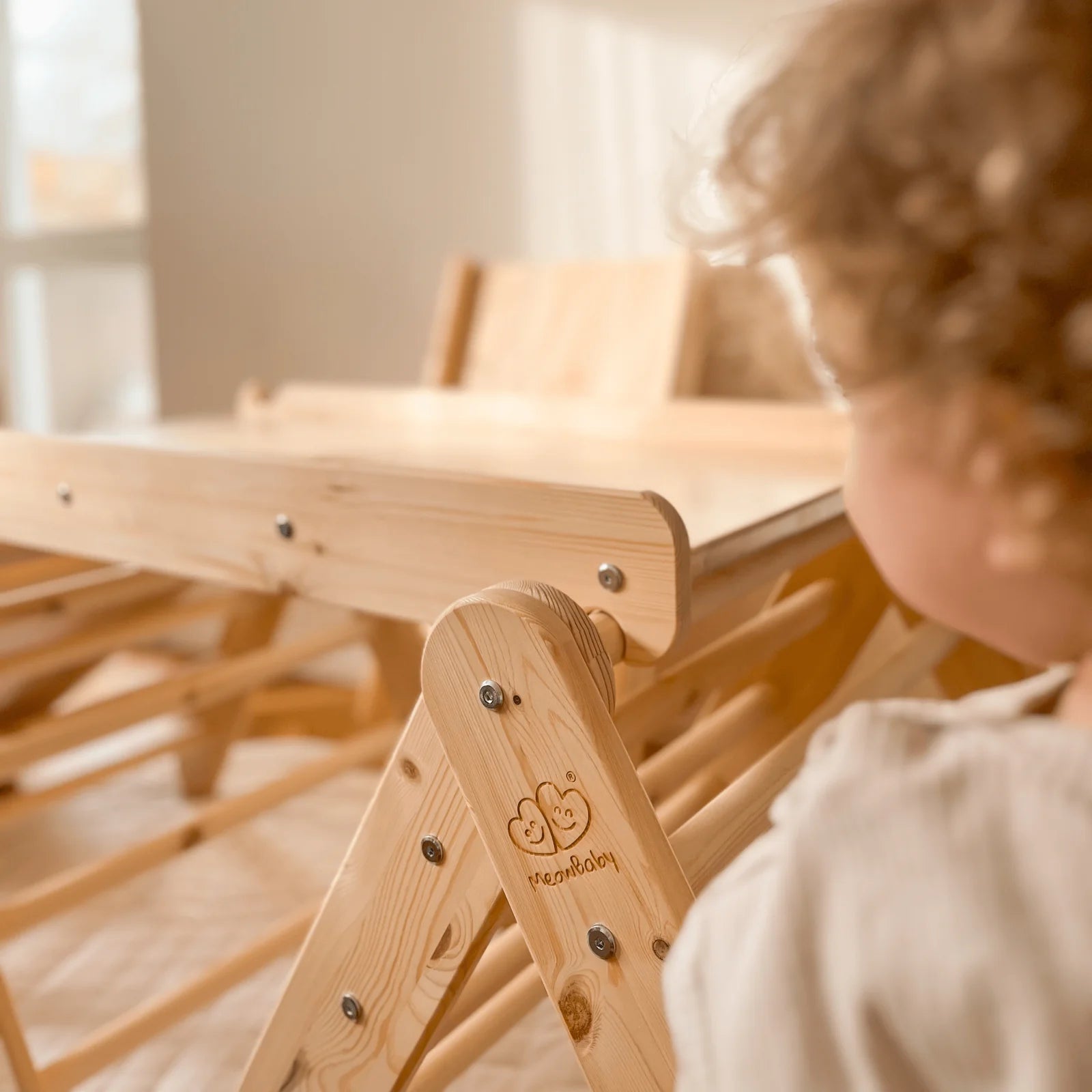 Modular Wooden Climbing Triangle Set for Kids — 3-in-1 Montessori Play Structure (White)