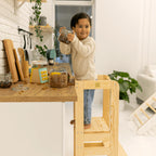 Montessori Wooden Adjustable Learning Tower with Drawing Board (Black)