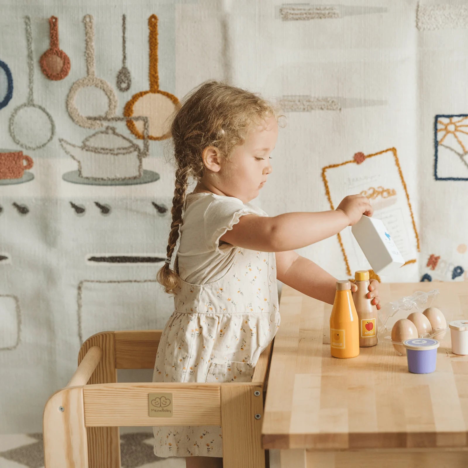 Montessori Wooden Kitchen Helper with Drawing Board – Adjustable Learning Tower for Kids (White)