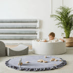 Runde Samt-Spielmatte für Babys und Kinder (Blau)