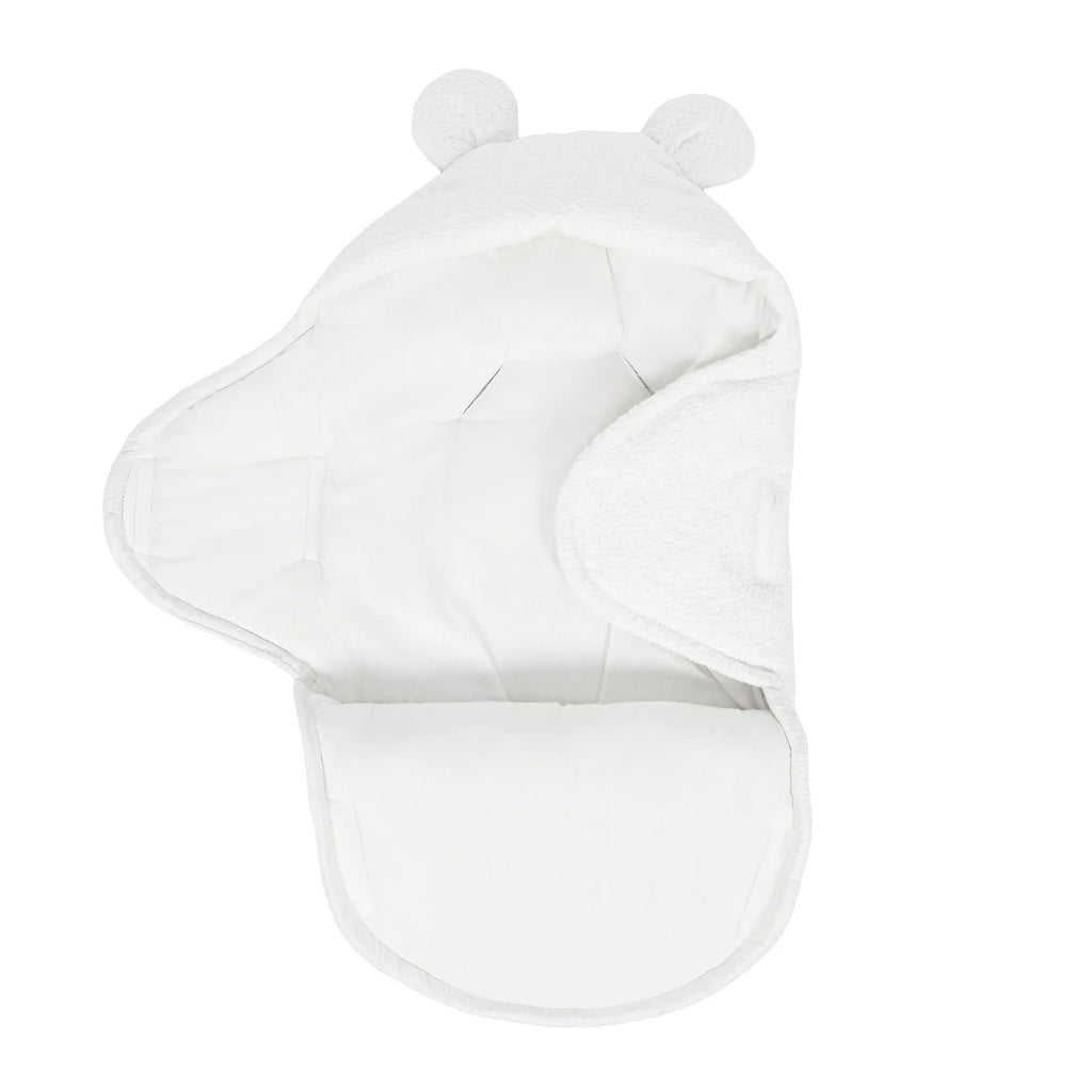 Baby Swaddle with Cotton Lining & Boucle Exterior (White)
