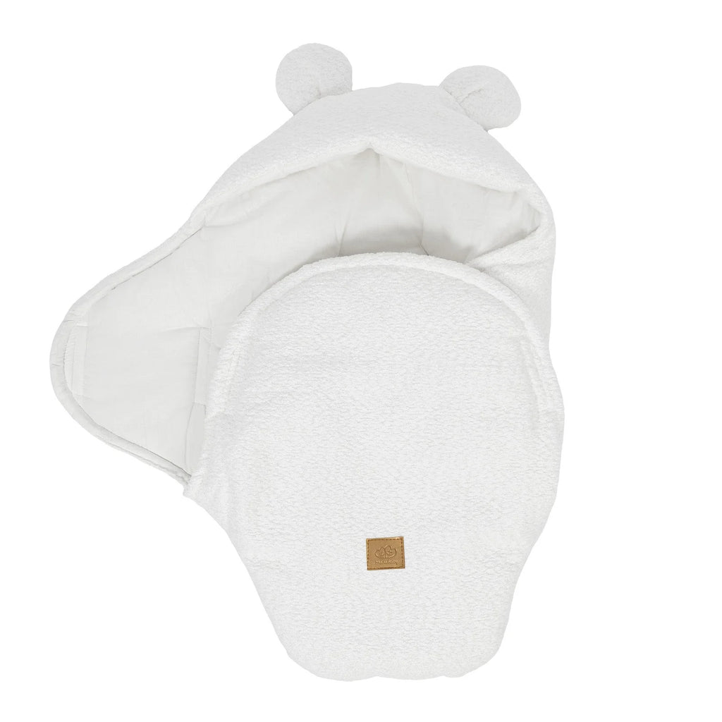 Baby Swaddle with Cotton Lining & Boucle Exterior (White)