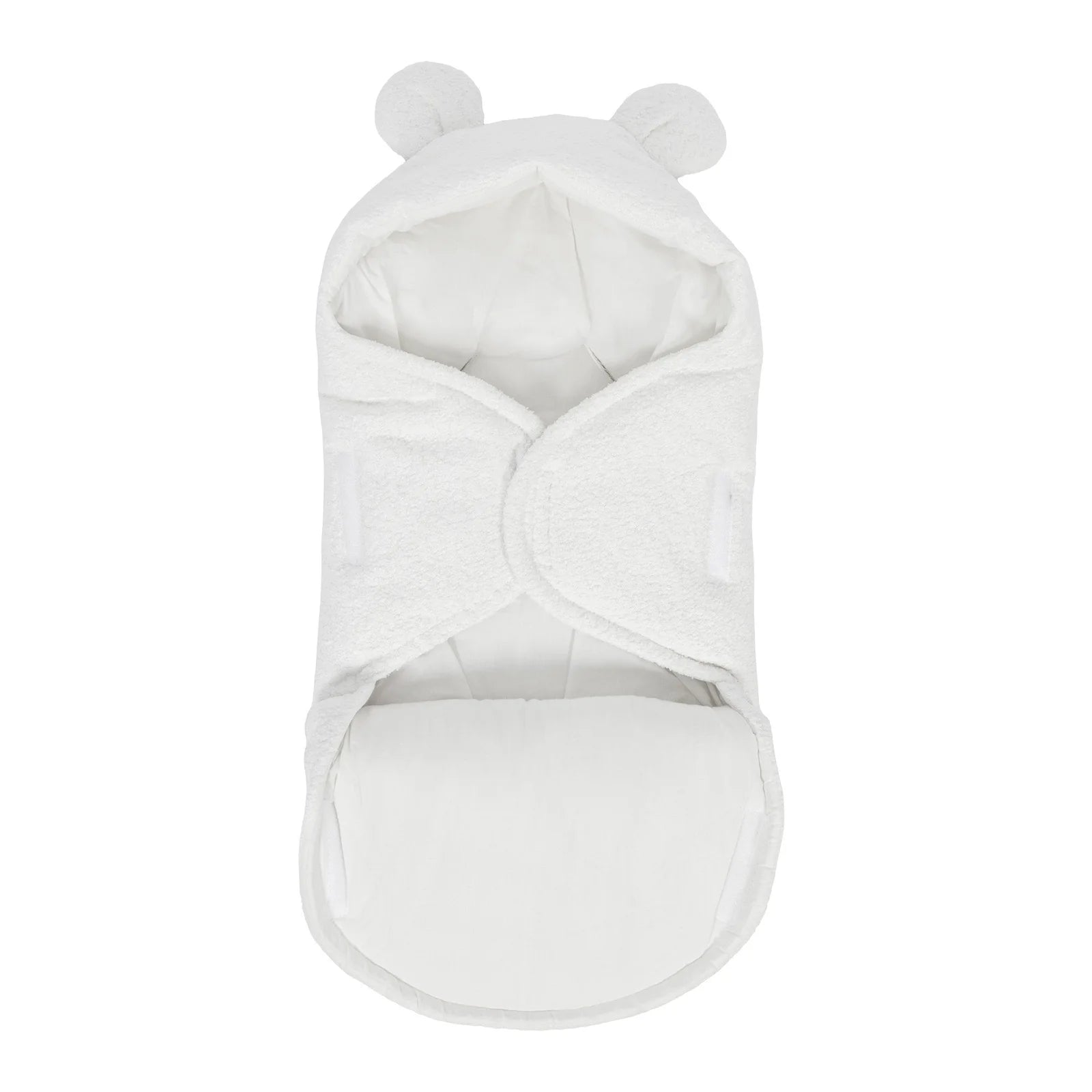 Baby Swaddle with Cotton Lining & Boucle Exterior (White)