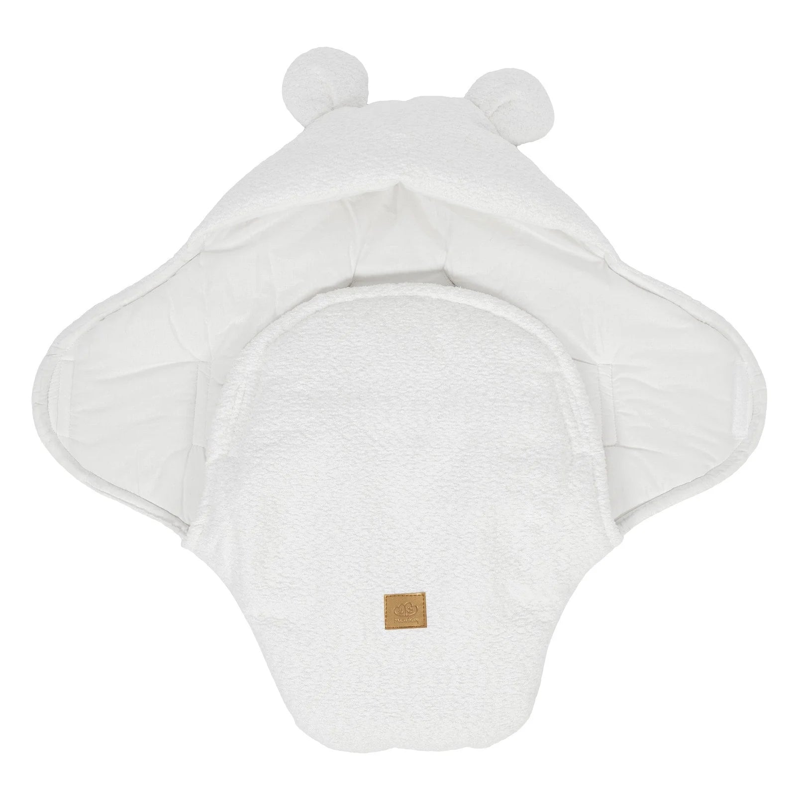 Baby Swaddle with Cotton Lining & Boucle Exterior (White)