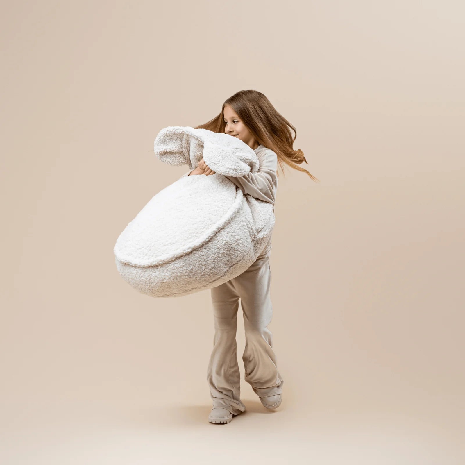 Teddy Fleece Bear Beanbag Pouf for Children (White)