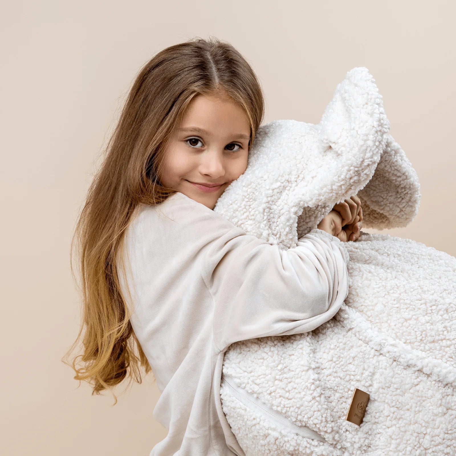 Teddy Fleece Bear Beanbag Pouf for Children (White)