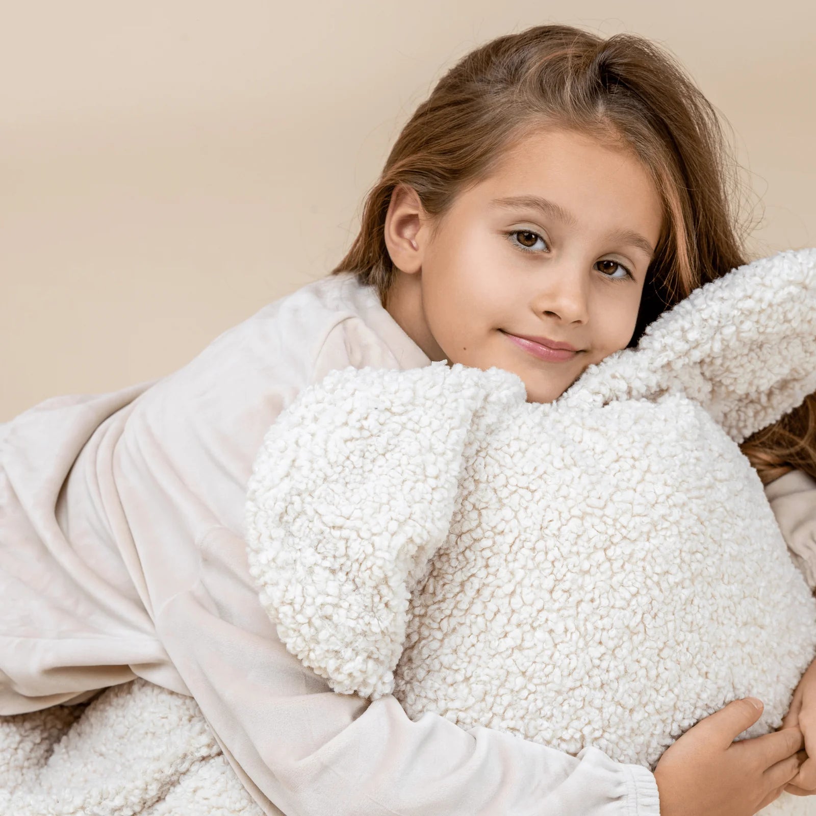 Teddy Fleece Bear Beanbag Pouf for Children (Cream)