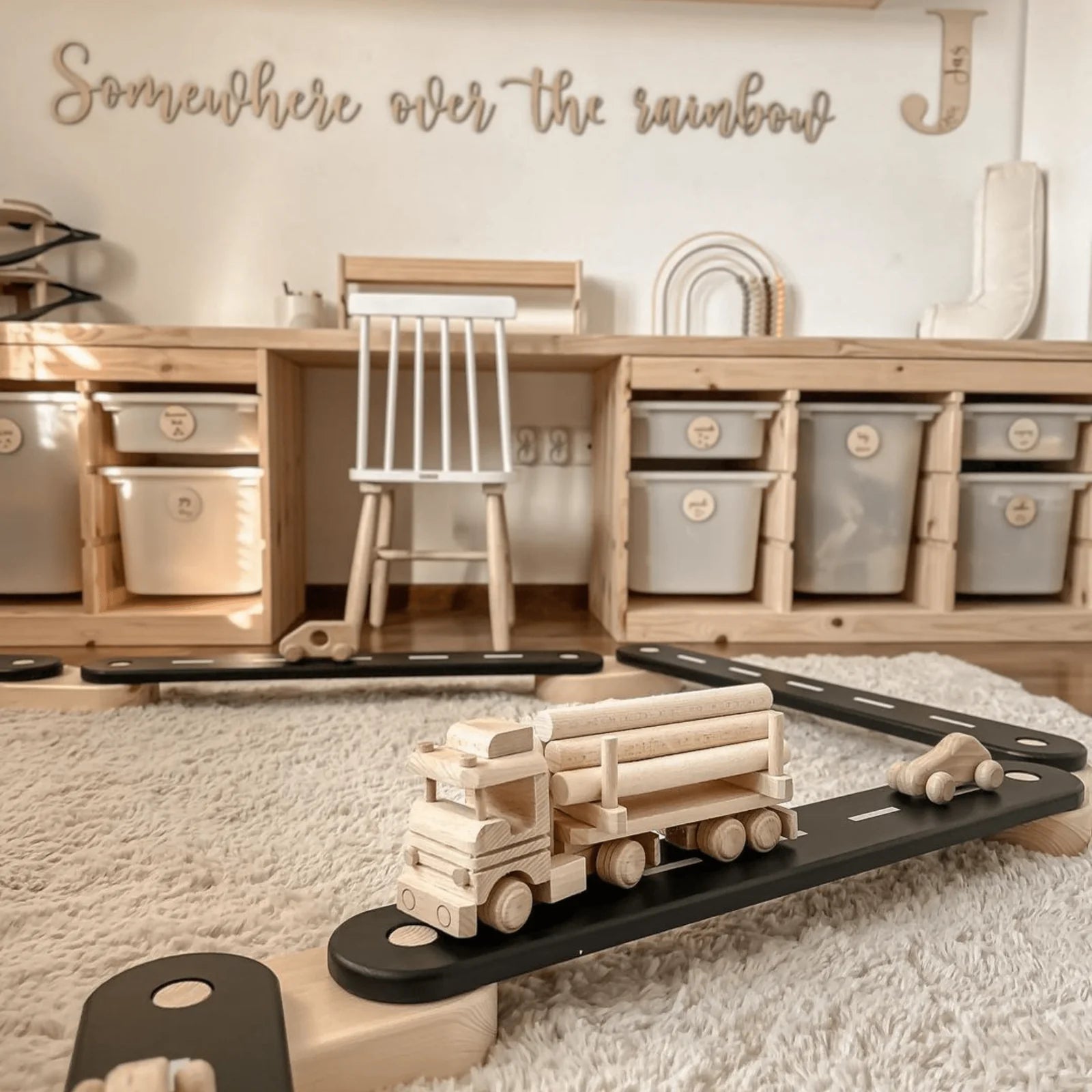 4-Piece Indoor Montessori Wooden Sensory Path for Kids – Balance Beam Learning Set