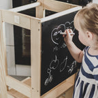 MeowBaby Wooden Kitchen Helper for Children with Board - Natural