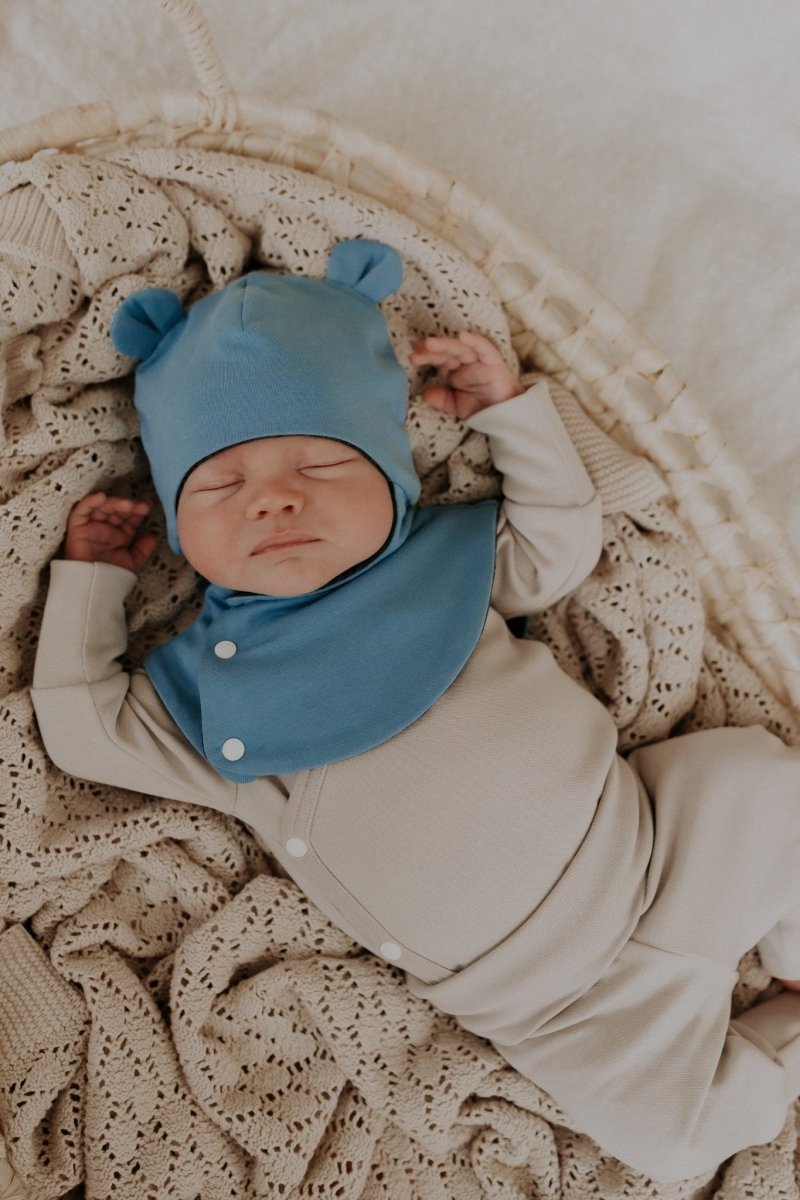 Merino-Lined Cotton Baby Hooded Hat (Maison) - Tiny Tugz™
