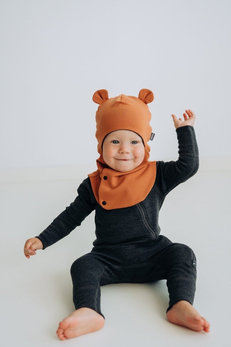 Merino-Lined Cotton Baby Hooded Hat (Maison) - Tiny Tugz™