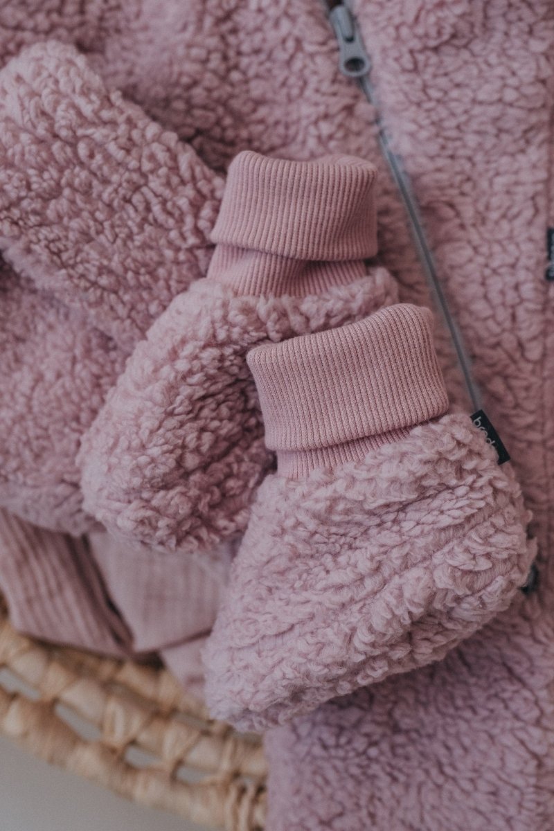 Merino-Lined Cotton Teddy Baby Booties (Thoby) - Tiny Tugz™