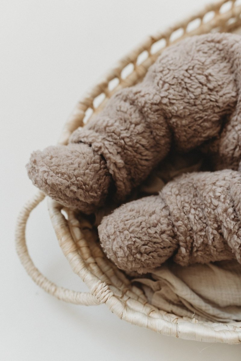 Merino-Lined Cotton Teddy Baby Booties (Thoby) - Tiny Tugz™