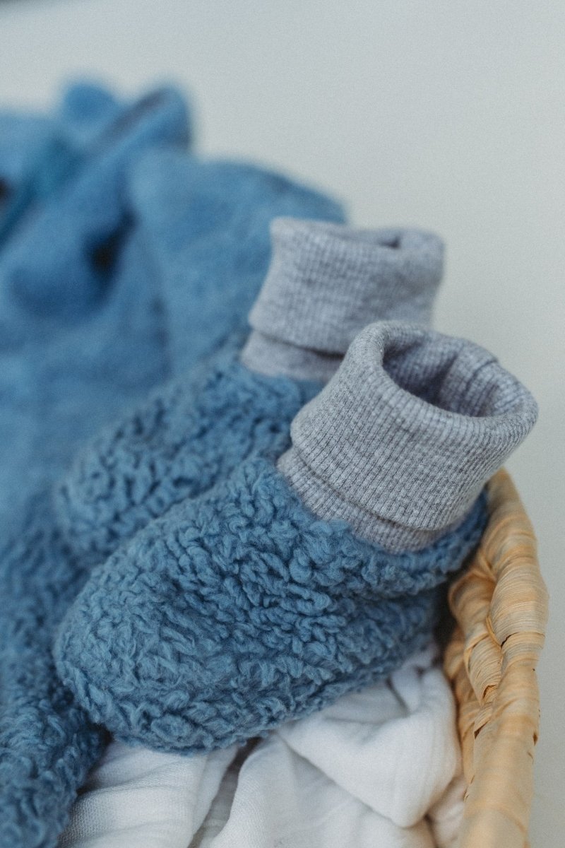 Merino-Lined Cotton Teddy Baby Booties (Thoby) - Tiny Tugz™
