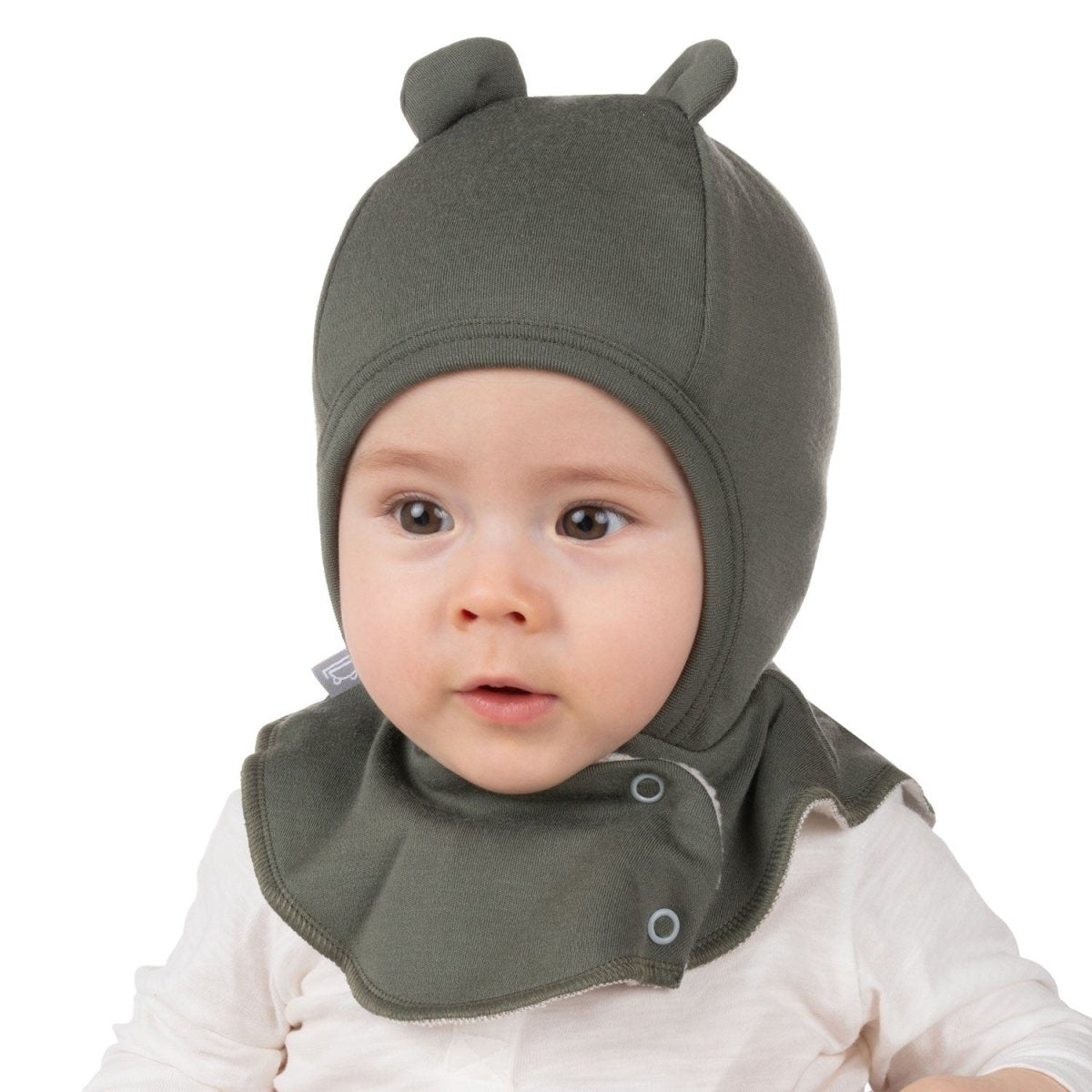 Merino Wool Baby Balaclava – Khaki / Green - Tiny Tugz™