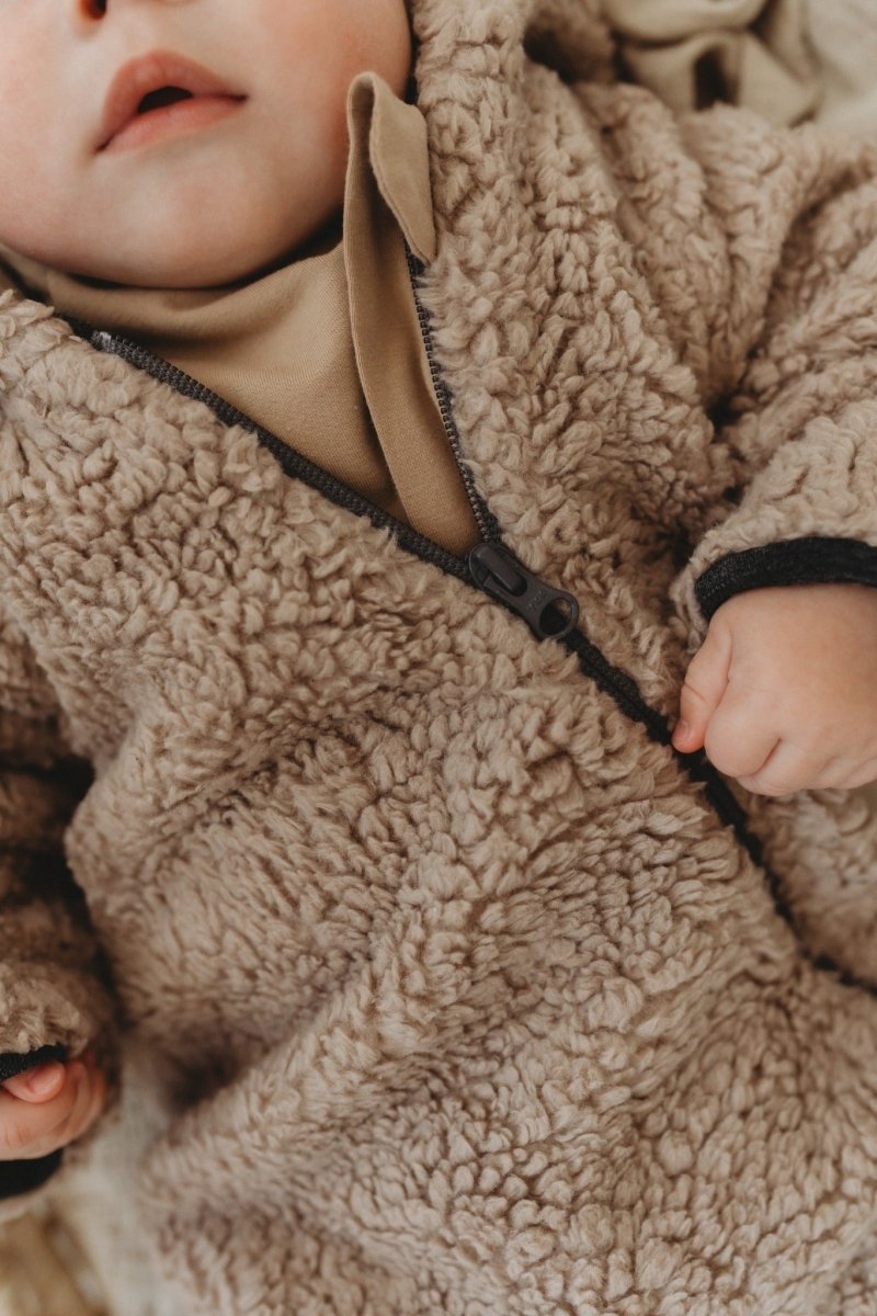 Merino Wool & Cotton Baby Jumpsuit (Teddy) - Tiny Tugz™