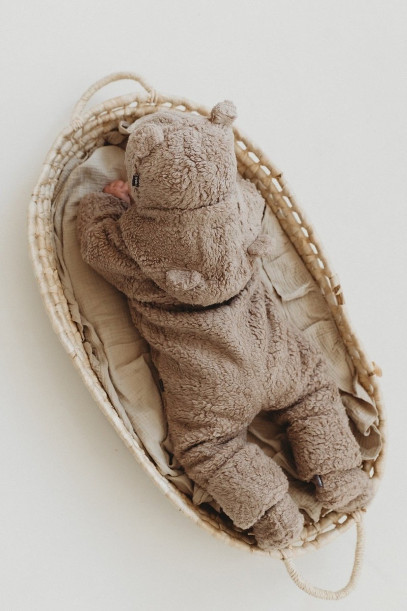 Merino Wool & Cotton Baby Jumpsuit (Teddy) - Tiny Tugz™