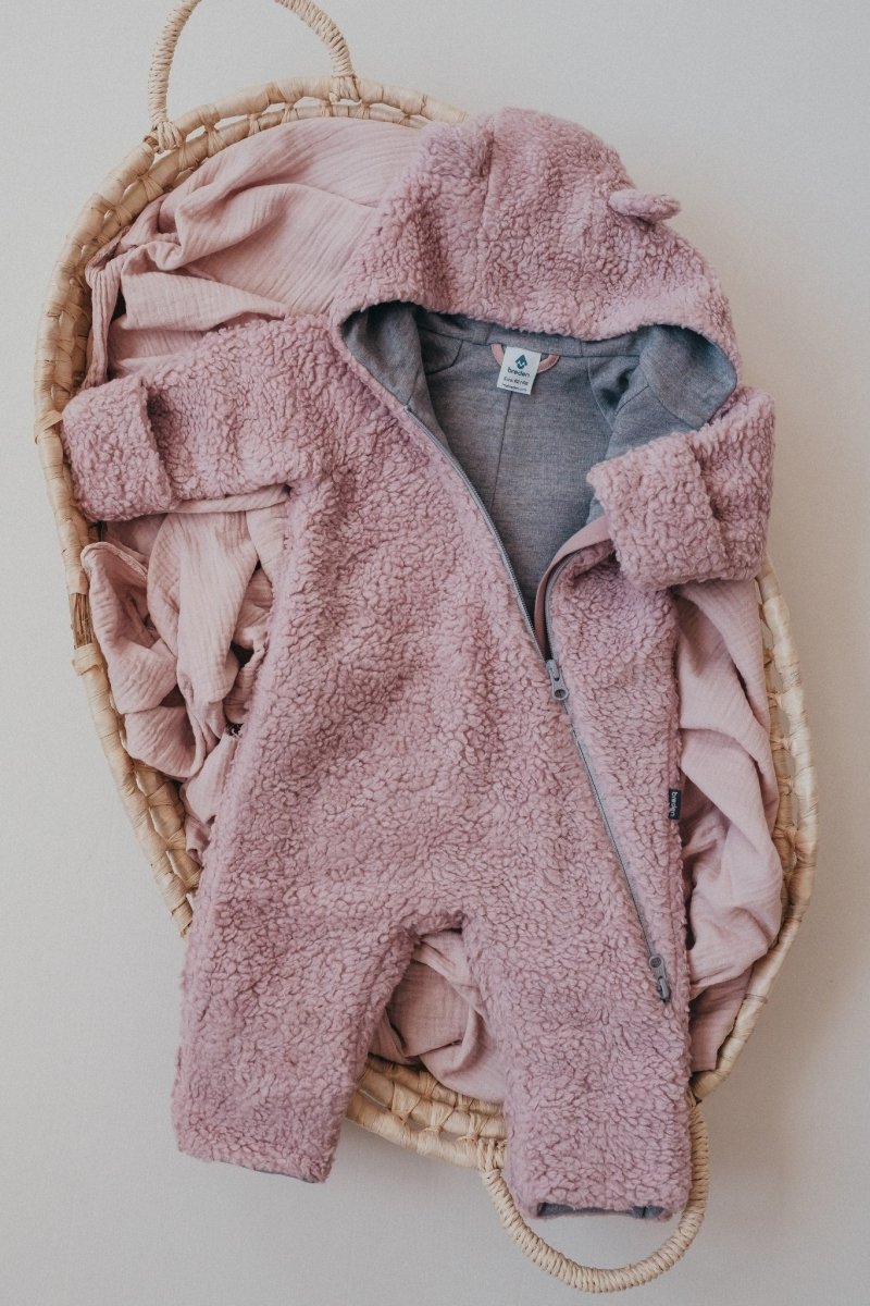 Merino Wool & Cotton Baby Jumpsuit (Teddy) - Tiny Tugz™