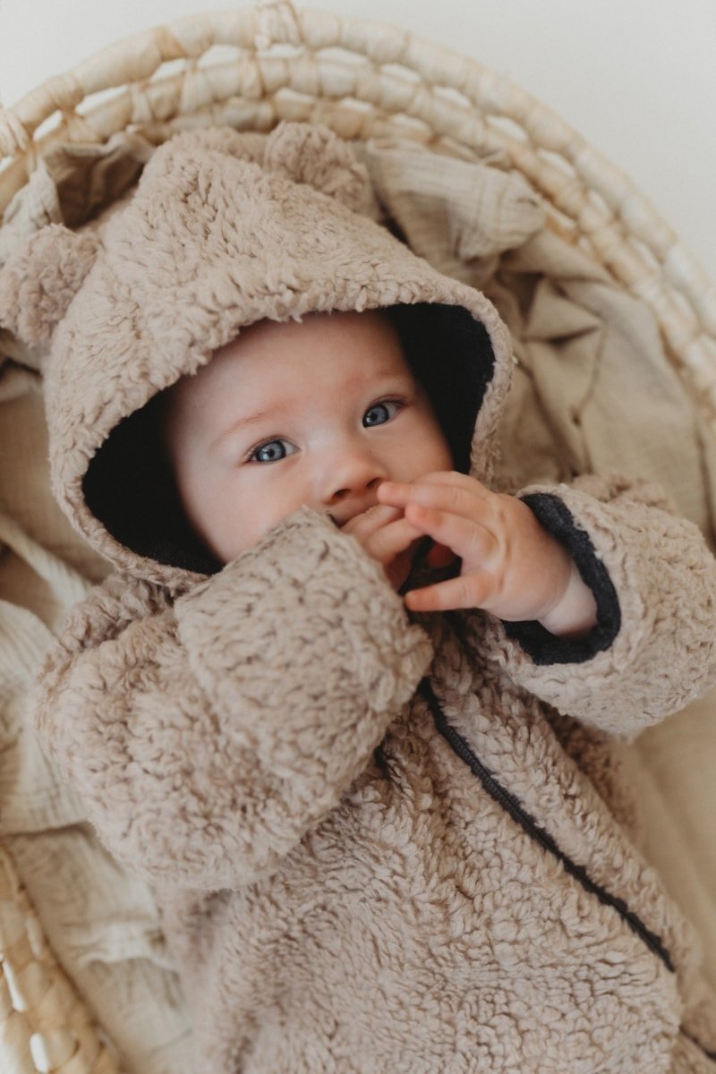 Merino Wool & Cotton Baby Jumpsuit (Teddy) - Tiny Tugz™