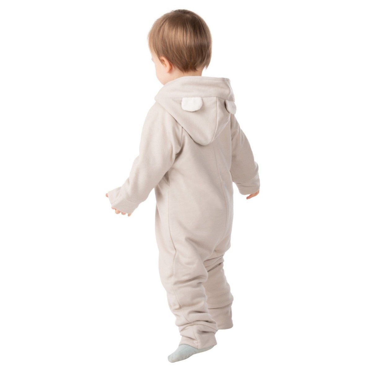Merino Wool & Cotton Baby Overall (Bear Ears) – Beige - Tiny Tugz™