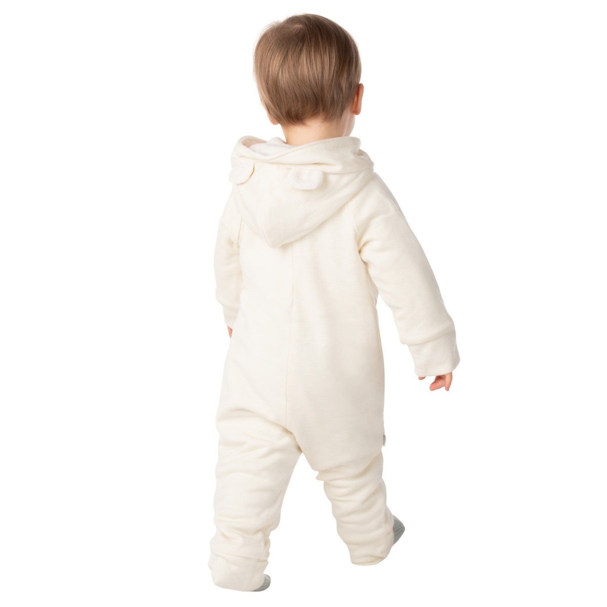 Merino Wool & Cotton Baby Overall (Bear Ears) – White - Tiny Tugz™