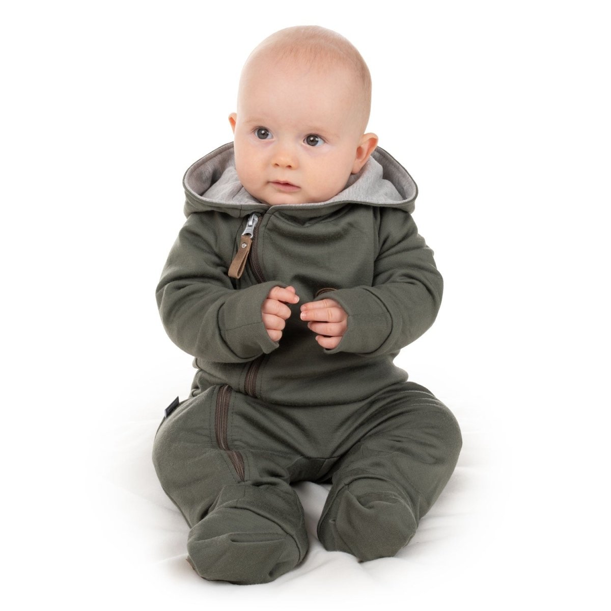 Merino Wool & Cotton Baby Overall – Khaki - Tiny Tugz™