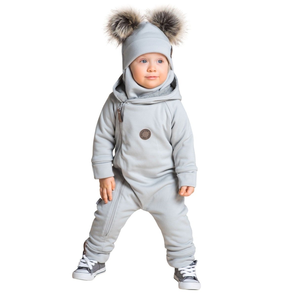 Merino Wool & Cotton Baby Overall – Light Grey - Tiny Tugz™