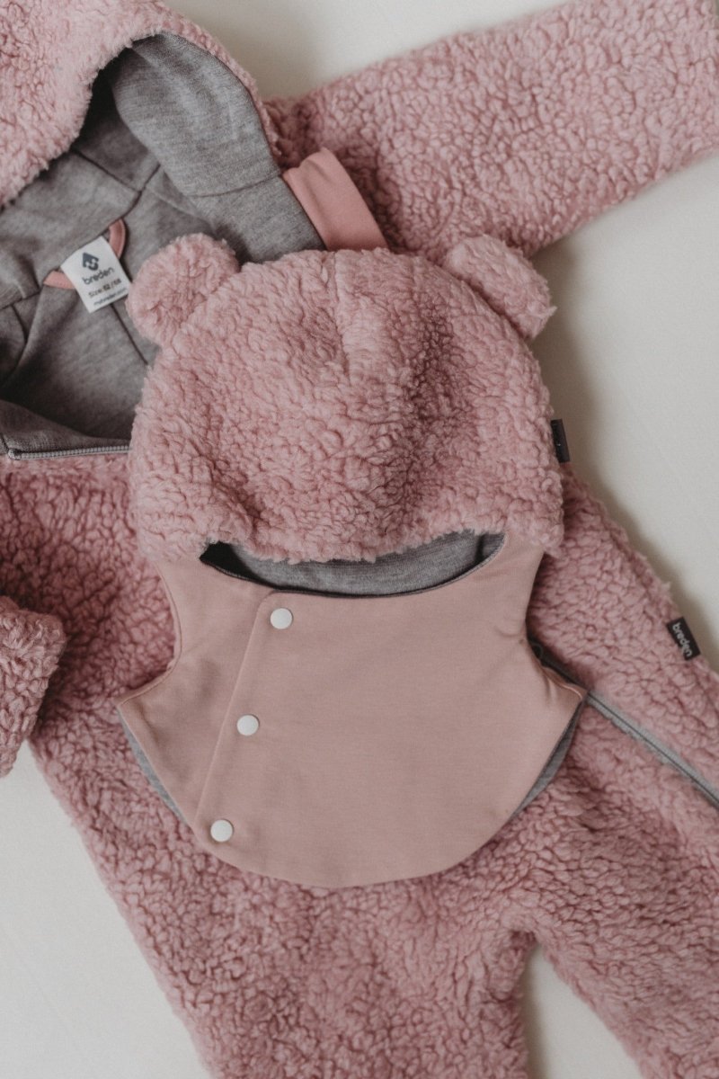 Merino Wool & Cotton Teddy Hooded Baby Hat (Theo) - Tiny Tugz™