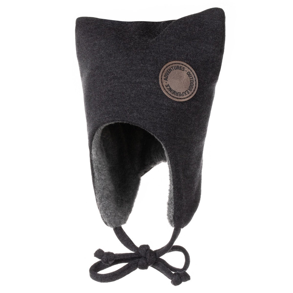 Merino Wool Tie-Up Baby Hat – Dark Grey - Tiny Tugz™