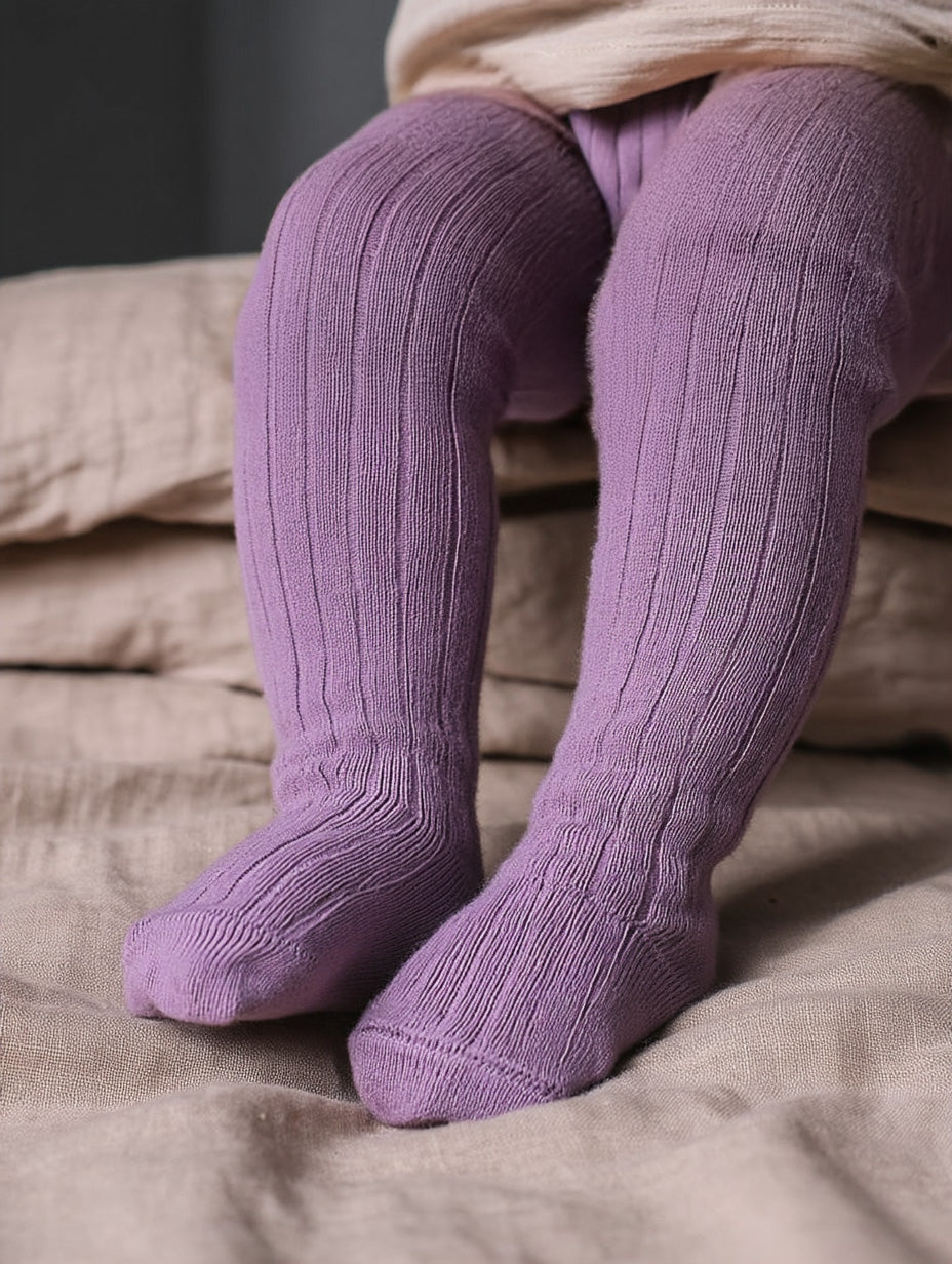 Knitted Wool Baby & Children's Tights - Merino Wool - Orchid
