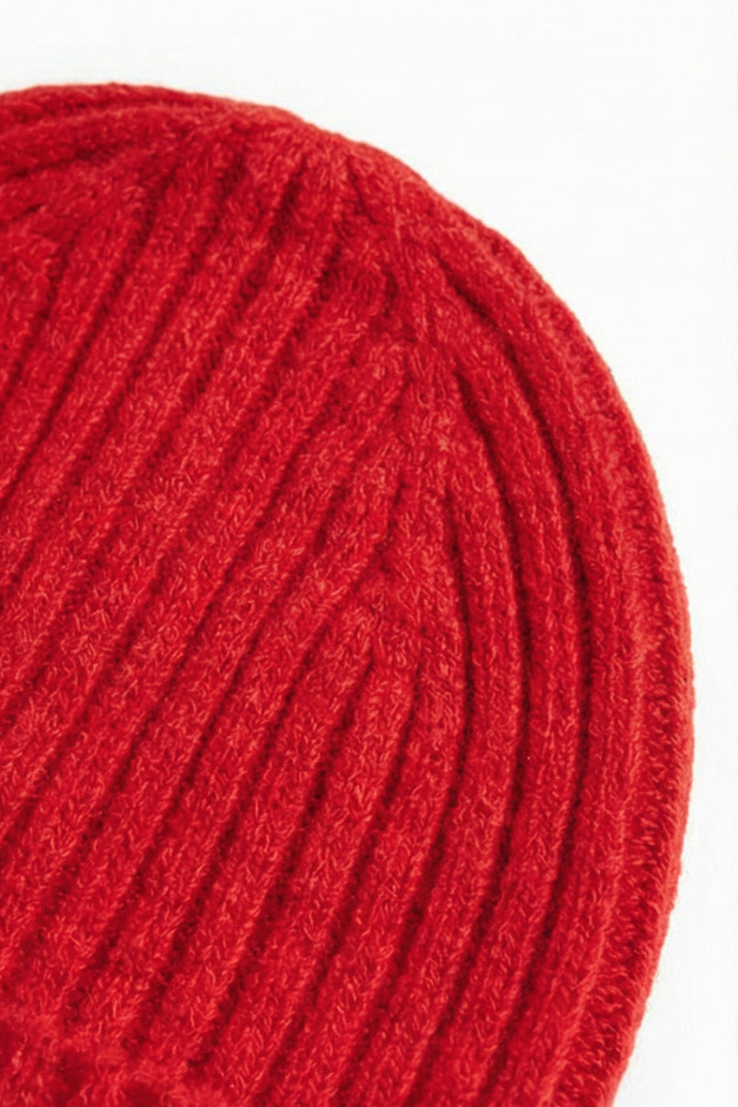 Knitted Merino Wool Baby Hat - Lava