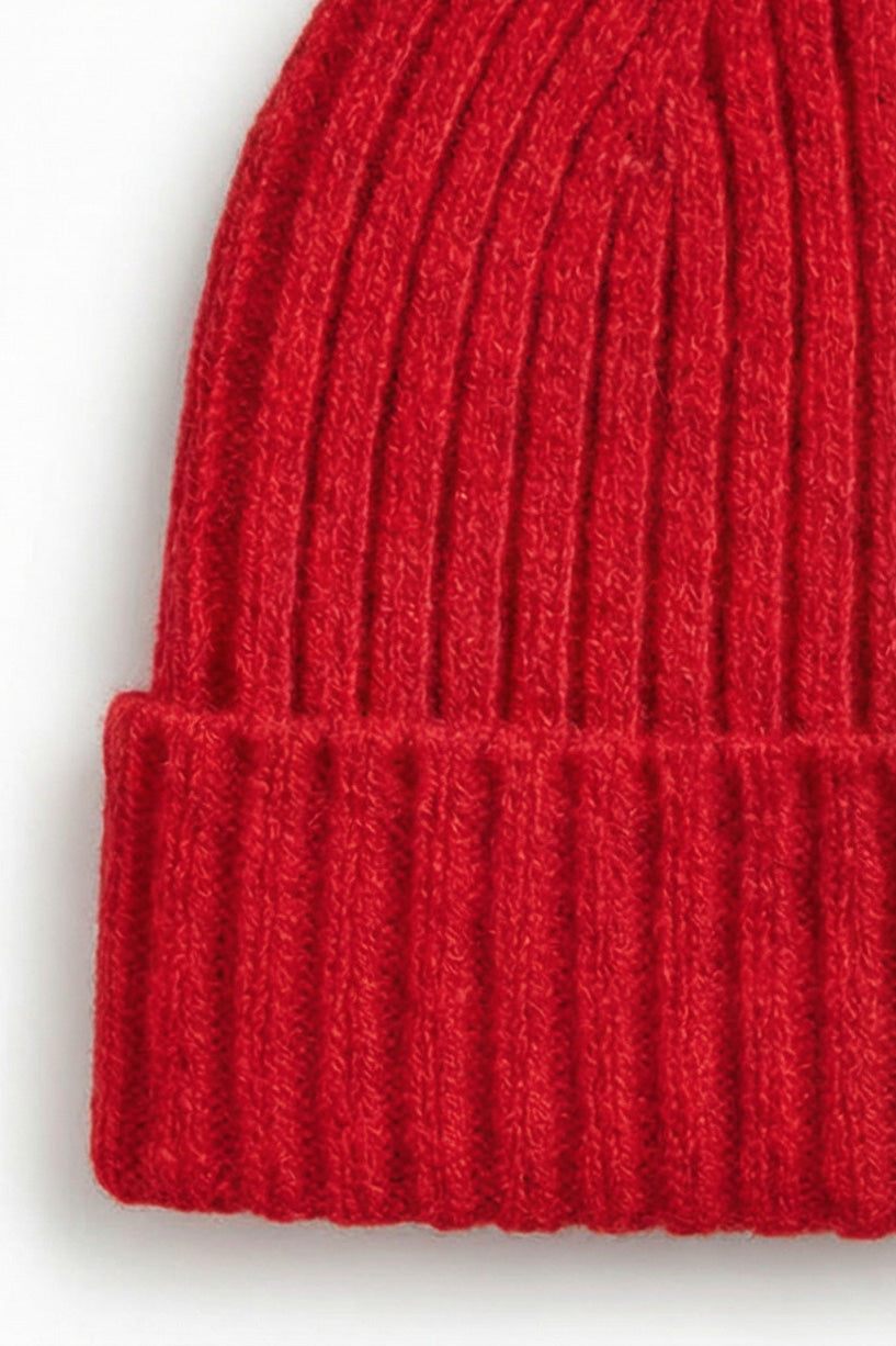 Knitted Merino Wool Baby Hat - Lava