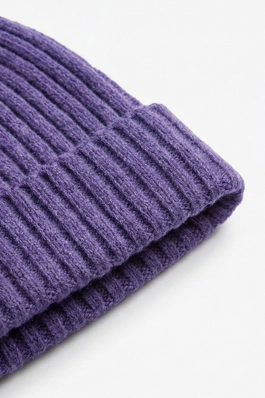 Knitted Merino Wool Baby Hat - Violet