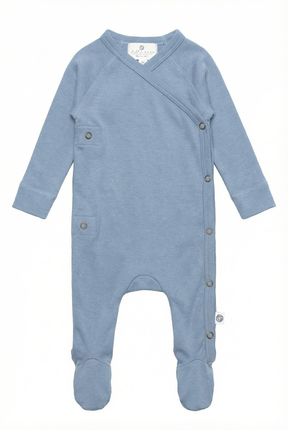 Wool Romper / Crawl Suit - Merino Wool - Blue Fog