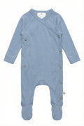 Wool Romper / Crawl Suit - Merino Wool - Blue Fog