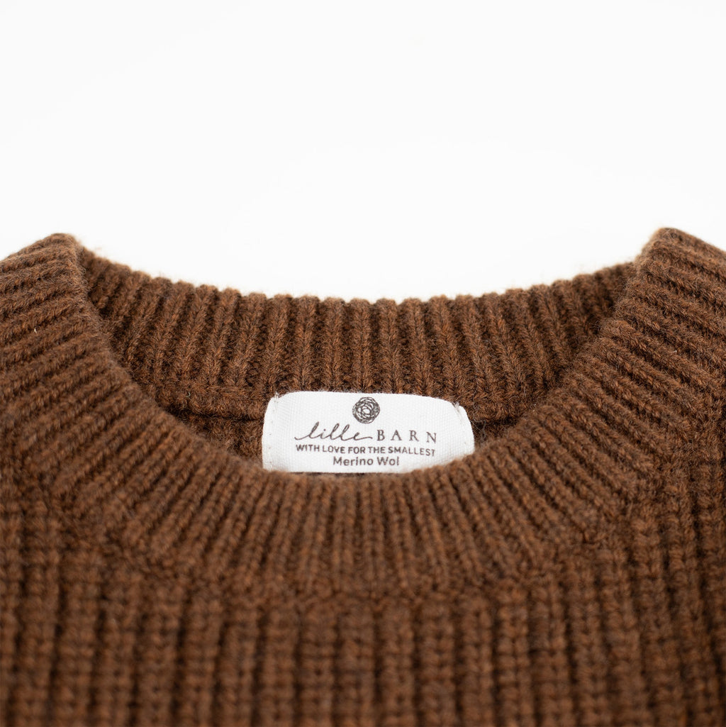 Knitted Wool Baby Sweater - Merino Wool - Brunette