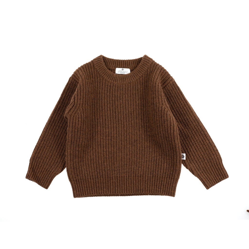 Knitted Wool Baby Sweater - Merino Wool - Brunette