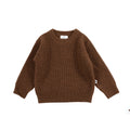 Knitted Wool Baby Sweater - Merino Wool - Brunette