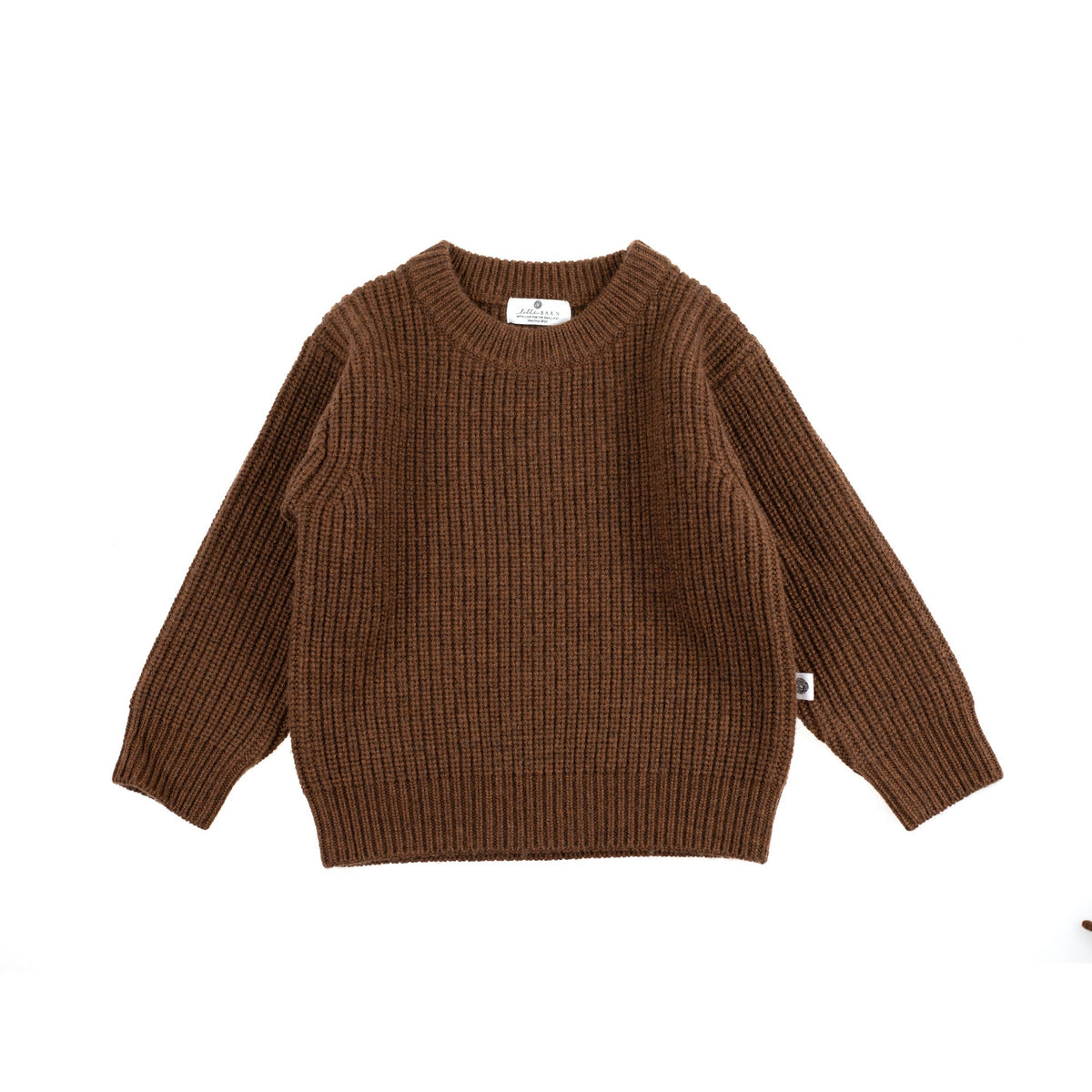 Knitted Wool Baby Sweater - Merino Wool - Brunette