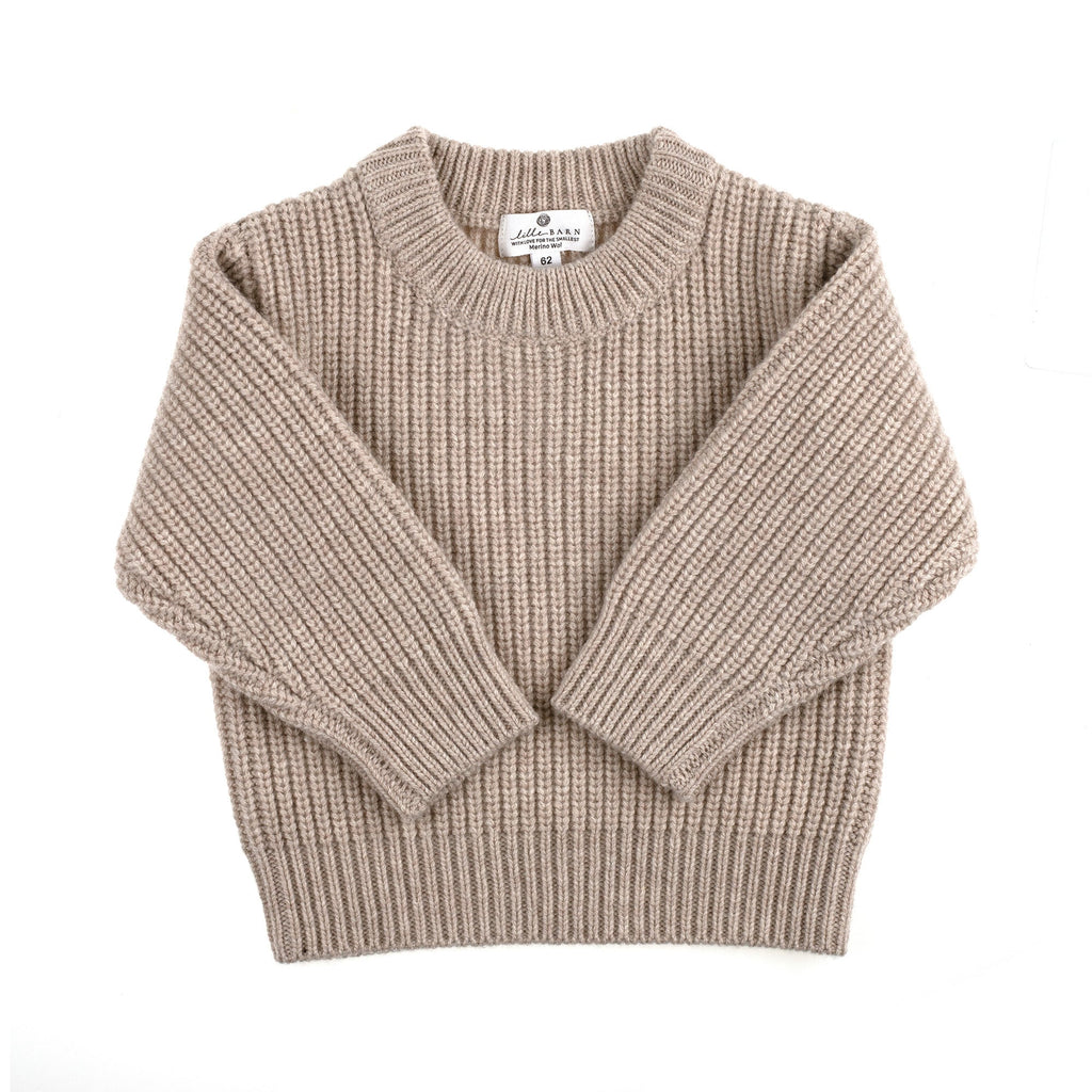 Knitted Wool Baby Sweater - Merino Wool - Garlic
