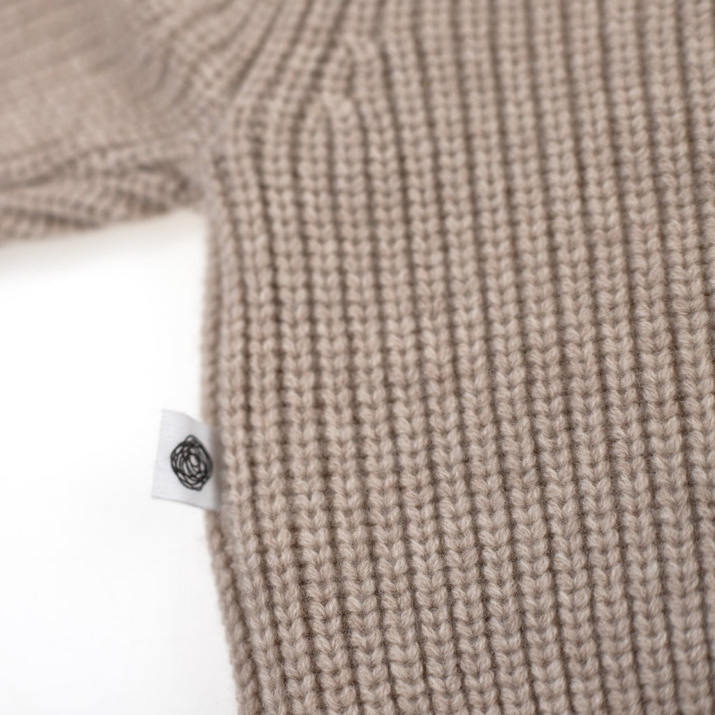Knitted Wool Baby Sweater - Merino Wool - Garlic