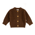 Knitted Wool Baby Cardigan - Merino Wool - Brunette